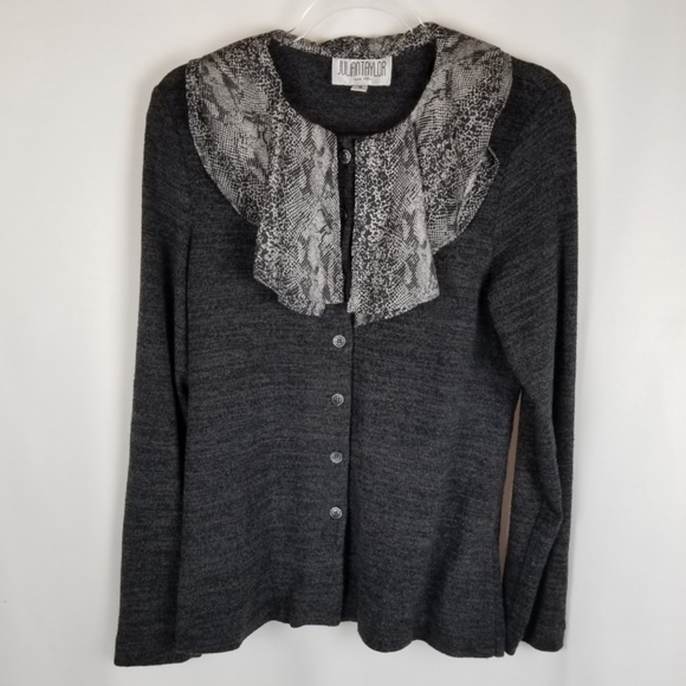 Julian‎ Taylor sweater snakeskin print collar sze14